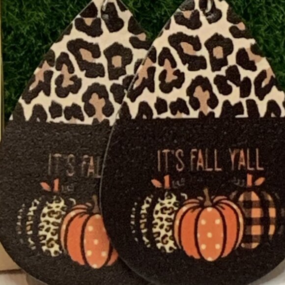 Fall Earring, Leopard Print Earring, Pumpkin Earring, Thanksgiving Earring, Fall - Picture 2 of 7